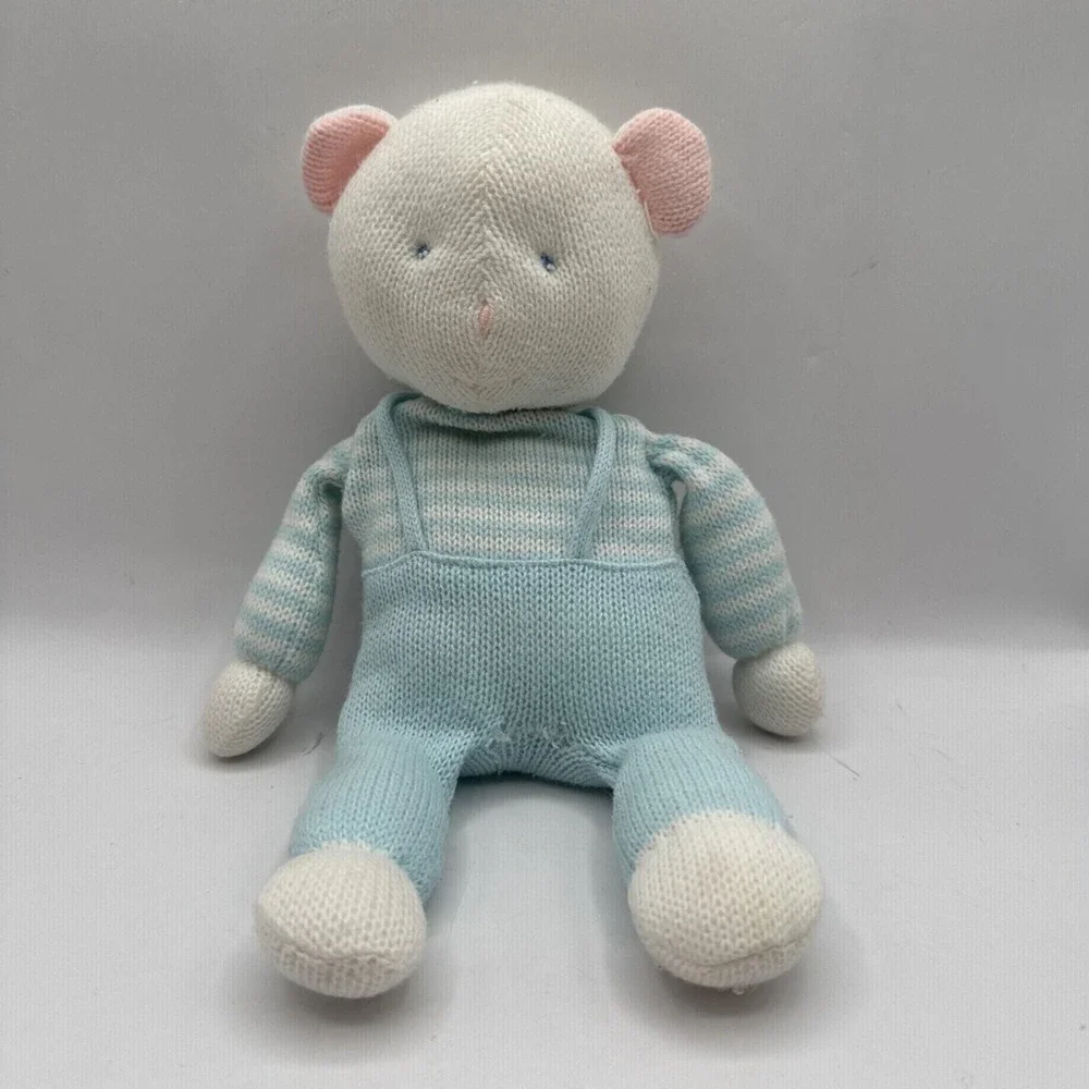 EDEN‎ Vintage Knit Blue Stripes Bear Mouse Plush Toy Animal 4380